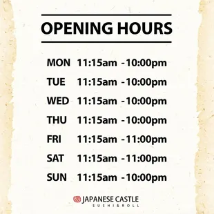 New opening hours