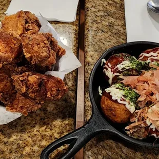 Chicken karage and takoyaki