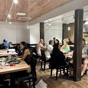 a group of people eating