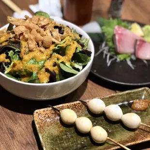 Quail egg, salad