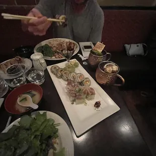 Salad.. Chicken Teriyaki, potstickers !!