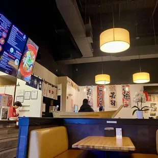 Interior seatings with oversized overhead menu