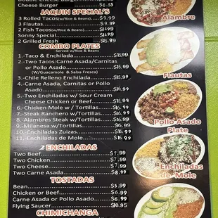 a menu for a mexican restaurant