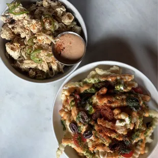 salt and pepper squid and peruvian fries