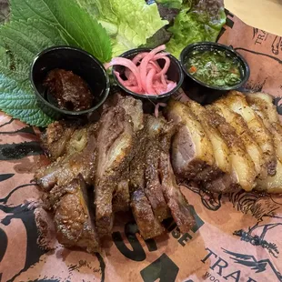 Jarbecue Ssam Plate with beef belly