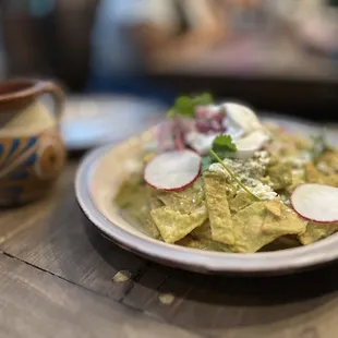 Chilaquiles with tomatillo sauce