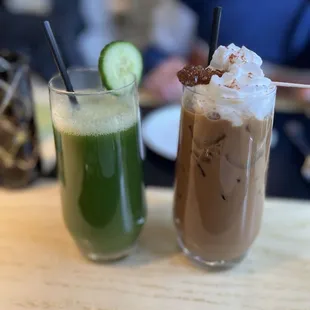 green machine on left and vietnamese coffee on right