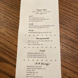 Menu as of 10/14/2022