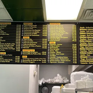 Menu as of June 2021