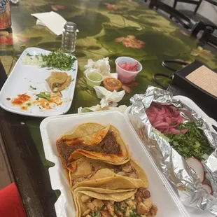 Barbacoa, Shrimp, Chicken Tacos