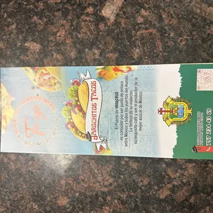 a ticket for a mexican restaurant