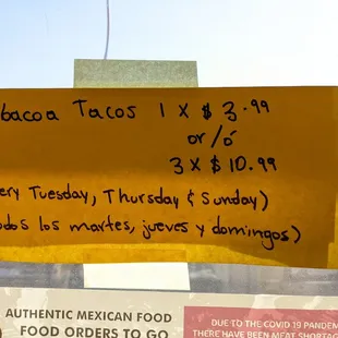 Barbacoa Tacos Special 9/2021