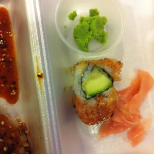 A piece of the "red dragon" roll