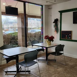a view of a dining room