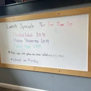 Daily lunch specials