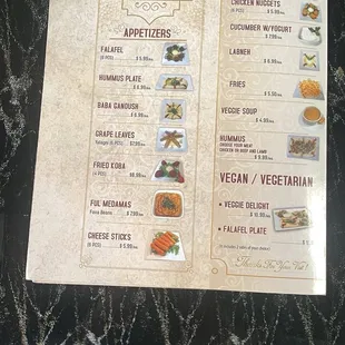 menu