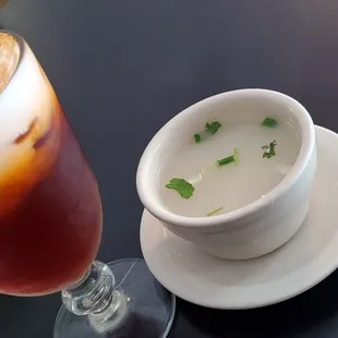 Soup of the day (free) and Thai tea