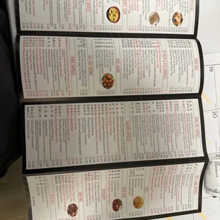 a menu for a restaurant