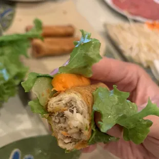 Half filled egg roll