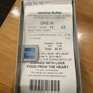 Receipt for 2
