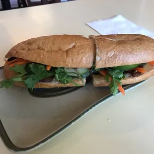 Grilled pork bahn mi sandwich