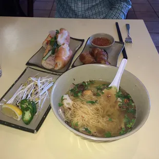Combo Pho and Banh Mi and Egg Roles