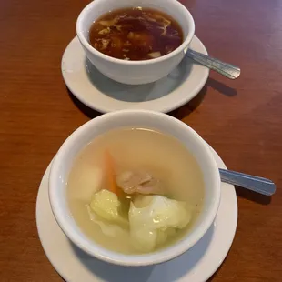 Hot and Sour Soup and Wonton Soup