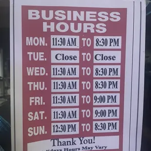 Hours they are open