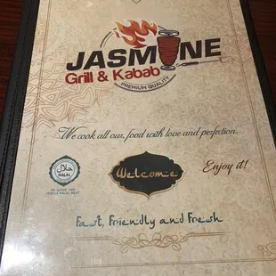 Menu cover page
