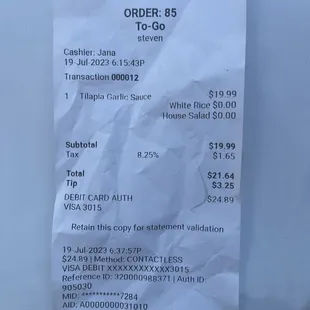 One plate and the price of it.