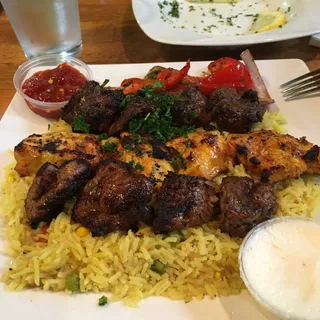 Mixed Chicken, Beef and Lamb Shawarma Plate