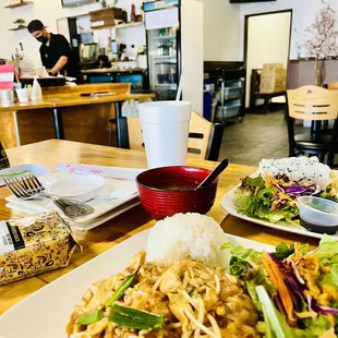 Pad Thai and salmon teriyaki lunch specials