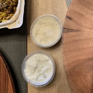 Garlic sauce and tzatziki sauce