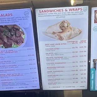 Menu as of December 2022