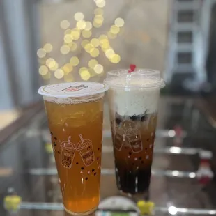 Honey green tea and salted cheese green tea