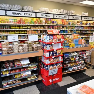 a variety of food items on display