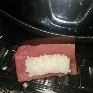 Super small rice, huge piece of tuna