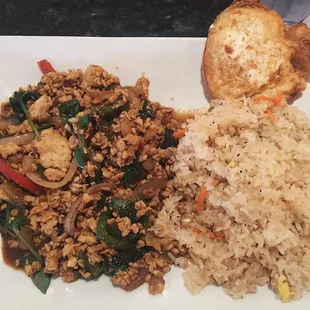 The lunch chicken Thai Basil (had to take my fried egg off I unfortunately can't have them) amazing dish!
