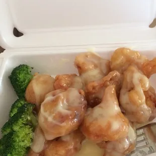 Jasmine honey walnut shrimp. Not as good as I was expecting it to be but it wasn't bad! Very sweet, filling and rich!