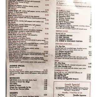 menu