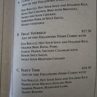 Combination dinner states multiple items but they want you to choose one and give you a small portion