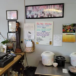 the kitchen counter with a variety of food items