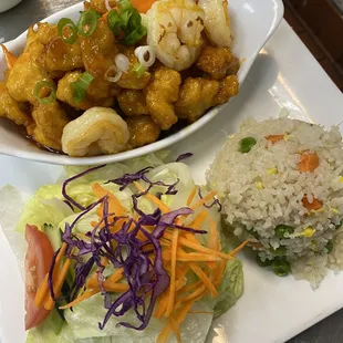 Lunch Orange Chicken add Shrimp $2 (4 Shrimp)