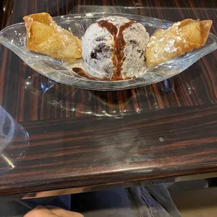 Fried Banana with Cookies and Cream Ice Cream