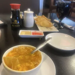 Egg drop soup   Crab Rangoon
