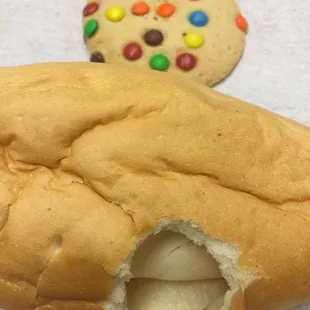 My breakfast. Thank you Diannah R. I ripped my bread open for you... So you can see the cream cheese mmmmmmm!