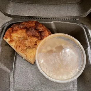 Bread pudding with caramel sauce