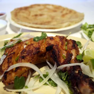 Chicken Tikka Leg&amp;Thigh and Paratha (bread)