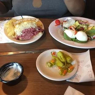 Reuben sandwich and salad bar