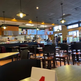 a view of the dining area